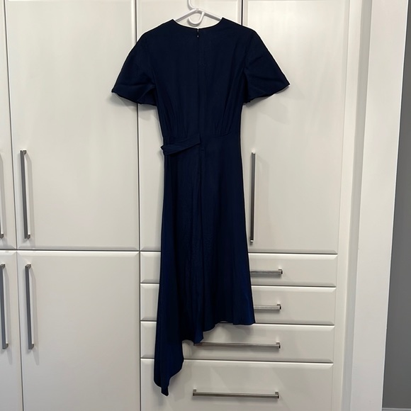 ✨TED BAKER✨ Marniee Asymmetrical D-Ring Belted Waist Midi Dress - Navy Blue - Picture 3 of 10